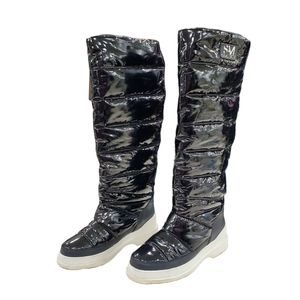 Women's Black and White Knee-High Boots